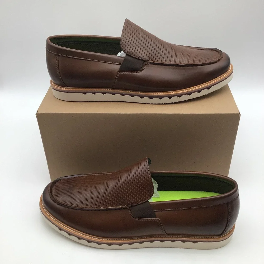 Vance Co Mens Dallas Brown Slip On Loafers Tru Comfort Foam Sole Size 12 NEW